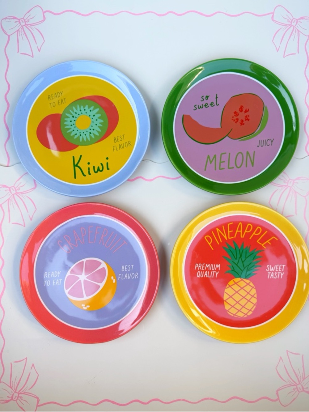 Target Fruit-Themed Decorative Plates - Grapefruit Kiwi Pineapple Melon